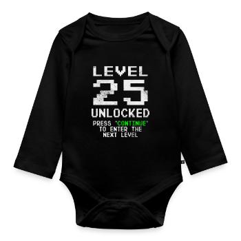 T-shirt déverrouillé niveau 25 Chemise du 25e anniversaire - Body Bébé bio manches longues - noir - Devant