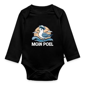 Baltic Sea MOIN POEL Souvenier Seagull Funny - Organic Longsleeve Baby Bodysuit - black - Front