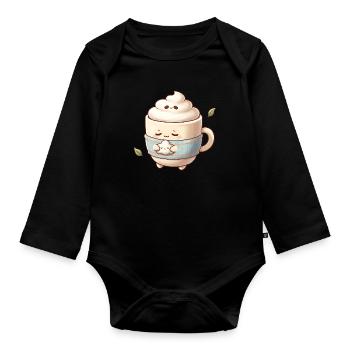 Kuschelige Wolkenkaffee Becher - Baby Bio-Langarm-Body - Schwarz - Vorne