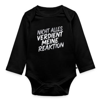 Zero reaction - I don't care - Organic Longsleeve Baby Bodysuit - black - Front