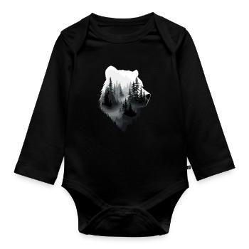 Bear, Forest, Nature, Wilderness, Animal, Bear Artwork - Organic Longsleeve Baby Bodysuit - black - Front