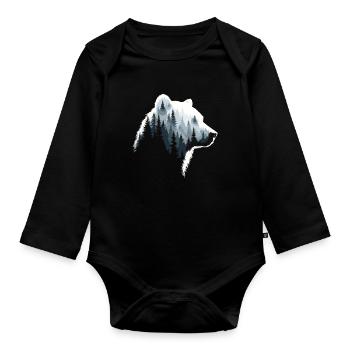 Bear, Forest, Nature, Wilderness, Animal, Bear Artwork - Organic Longsleeve Baby Bodysuit - black - Front