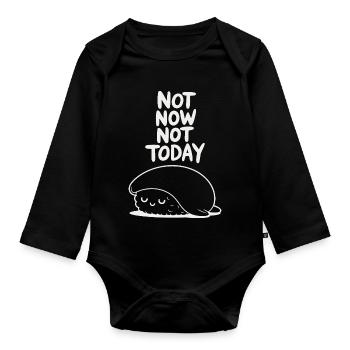 Not Now Not Today Sloth - Organic Longsleeve Baby Bodysuit - black - Front