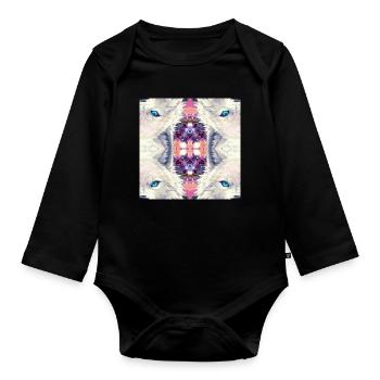 Arctic Wolves Kaleidoscope - Organic Longsleeve Baby Bodysuit - black - Front
