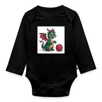 Grüner Drachenball Freund - Baby Bio-Langarm-Body - Schwarz - Vorne