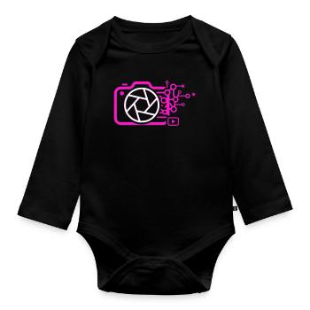 Digital Camera AI Art Tech Vector - Organic Longsleeve Baby Bodysuit - black - Front