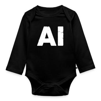 IA Intelligence Artificielle Texte Vecteur Grunge - Body Bébé bio manches longues - noir - Devant