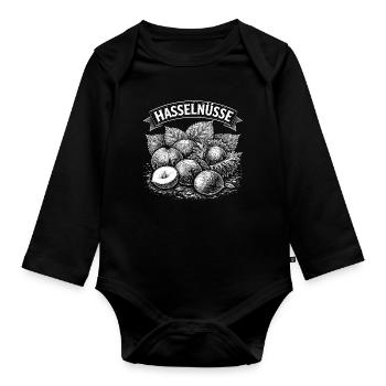 Haselnüsse Banner Illustration - Baby Bio-Langarm-Body - Schwarz - Vorne