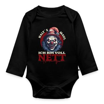 Shut up - I'm really nice - Organic Longsleeve Baby Bodysuit - black - Front