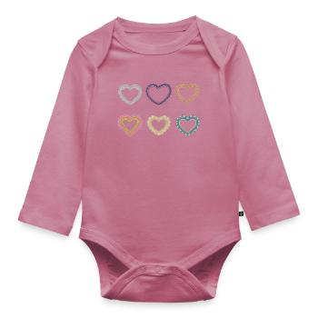 Cœurs en dentelle en filigrane - Body Bébé bio manches longues - mauve - Devant