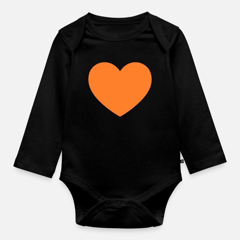 orangenes Herz orangen Geschenk Valentinstag - Baby Bio-Langarm-Body - Schwarz