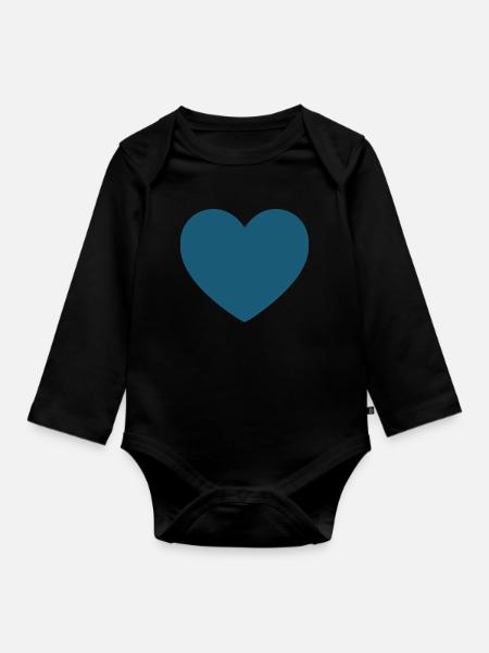 blaues Herz Geschenk Valentinstag - Baby Bio-Langarm-Body - Schwarz