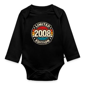 Vintage 2008 – 18th Birthday Milestone Design - Organic Longsleeve Baby Bodysuit - black - Front