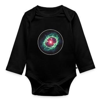 Astronomische Weltraum-Nebelschale - Baby Bio-Langarm-Body - Schwarz - Vorne