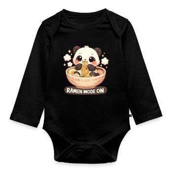 Ramen Panda Mode Activé - Body Bébé bio manches longues - noir - Devant