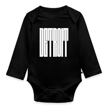 Detroit USA City logo - Organic Longsleeve Baby Bodysuit - black - Front