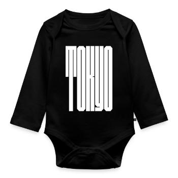 Tokio-Stadt fette Typografie - Baby Bio-Langarm-Body - Schwarz - Vorne