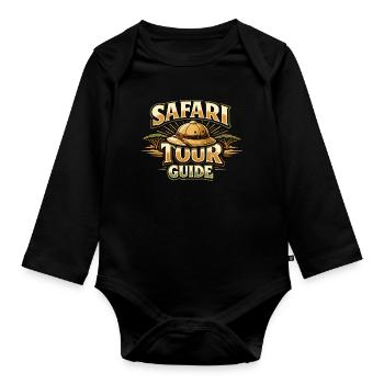 Safari Tour Guide Costume Carnival Africa Zoo - Organic Longsleeve Baby Bodysuit - black - Front
