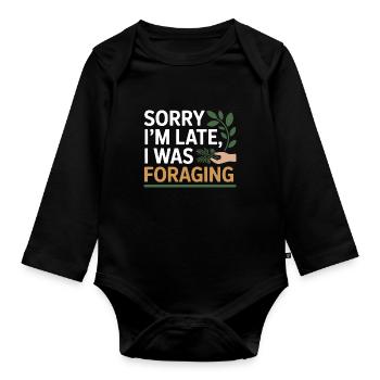 Certified Clinical Forager Botanical Expert Gear  - Organic Longsleeve Baby Bodysuit - black - Front