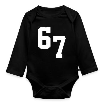 Digital Neon 67 Typography - Organic Longsleeve Baby Bodysuit - black - Front