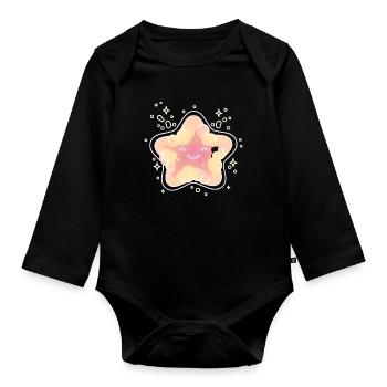 Pastel Star Cuddly Star Kids Star - Organic Longsleeve Baby Bodysuit - black - Front