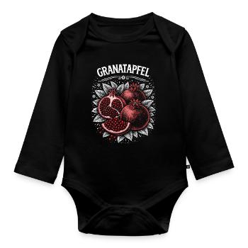 Pomegranate Contrast Print Red Berries - Organic Longsleeve Baby Bodysuit - black - Front
