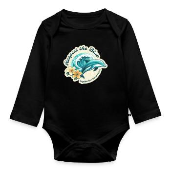 Protect the Blue - Dolphin - Organic Longsleeve Baby Bodysuit - black - Front