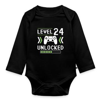 24. Geburtstag Level 24 unlocked - Baby Bio-Langarm-Body - Schwarz - Vorne