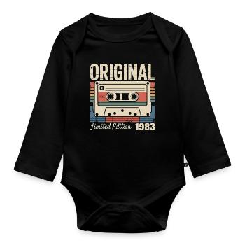 43rd Anniversary - Vintage Gift 1983 - Organic Longsleeve Baby Bodysuit - black - Front