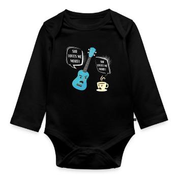 Hawaiian Ukulele Uke She Loves Me - Baby Bio-Langarm-Body - Schwarz - Vorne