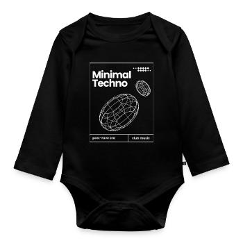 Minimal Techno music Spheres design - Organic Longsleeve Baby Bodysuit - black - Front
