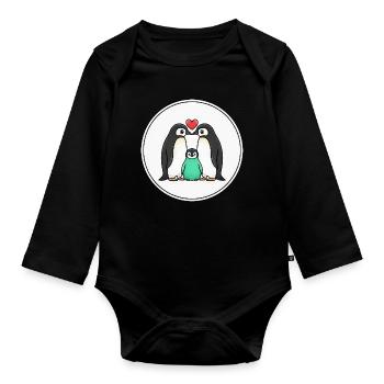 Vintage Pilz Myzel Natur Schwarmintelligenz - Baby Bio-Langarm-Body - Schwarz - Vorne