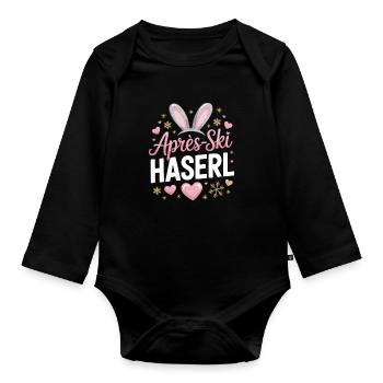 Après-ski bunny hut fun Skier ski bunny - Organic Longsleeve Baby Bodysuit - black - Front