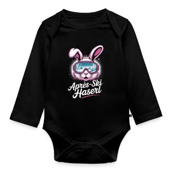 Après-ski bunny hut fun Skier ski bunny - Organic Longsleeve Baby Bodysuit - black - Front