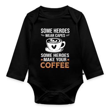 Espresso Coffee Caffeine Barista - Organic Longsleeve Baby Bodysuit - black - Front