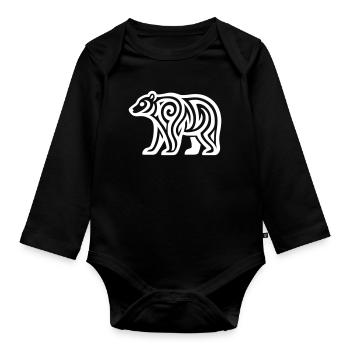 Just a White Bear #1 / JustN-imal - Organic Longsleeve Baby Bodysuit - black - Front