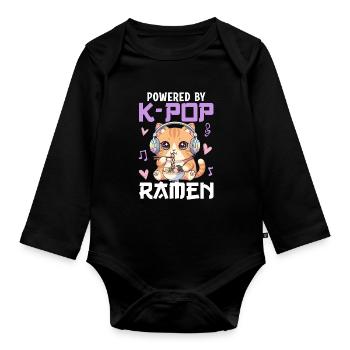 Powered By K-Pop Ramen - Organic Longsleeve Baby Bodysuit - black - Front