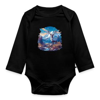 Reindeer Reindeer - Organic Longsleeve Baby Bodysuit - black - Front