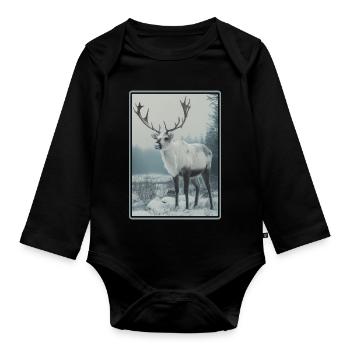 Reindeer Reindeer - Organic Longsleeve Baby Bodysuit - black - Front