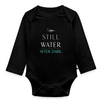 Night boating with - Organic Longsleeve Baby Bodysuit - black - Front