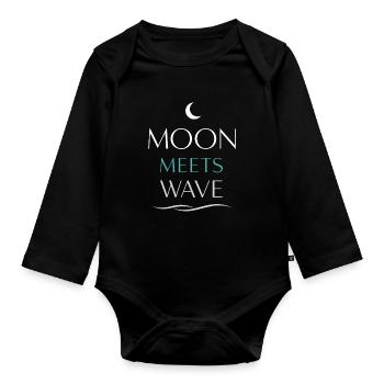 Night boating with - Organic Longsleeve Baby Bodysuit - black - Front