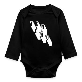 techno music geometric logo design - Organic Longsleeve Baby Bodysuit - black - Front