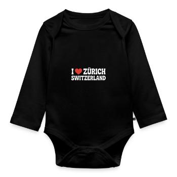 J’adore Zurich, la Suisse - Body Bébé bio manches longues - noir - Devant