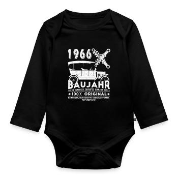 Cadeau vintage 1966 60e anniversaire 60 ans - Body Bébé bio manches longues - noir - Devant