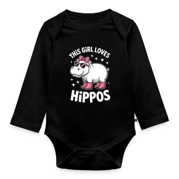 Hippopotamus Sayings Hippopotamus Joke Hippopotamus Gift - Organic Longsleeve Baby Bodysuit - black - Front