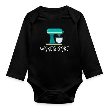 Réveillez-vous et cuisez - Body Bébé bio manches longues - noir - Devant