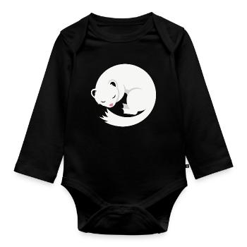 Cute sleeping ermine minimalist style - Organic Longsleeve Baby Bodysuit - black - Front