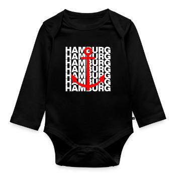 HAMBURG ANKER ROT, HAFEN, MOIN, HH, NORDDEUTSCH - Baby Bio-Langarm-Body - Schwarz - Vorne