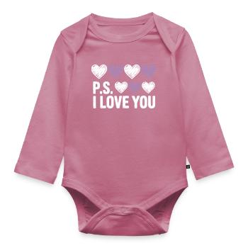 PS : La fête de Je t’aime, la Saint-Valentin du cœur pourpre - Body Bébé bio manches longues - mauve - Devant