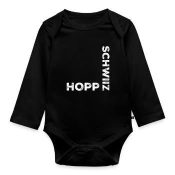 Hopp schwiiz - Organic Longsleeve Baby Bodysuit - black - Front